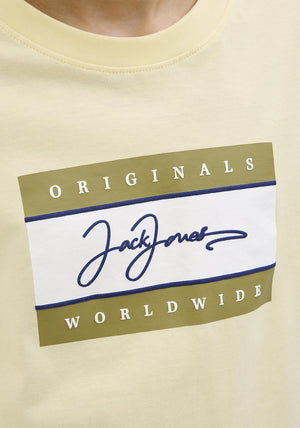Jack & Jones Boys Frederik Box Script Tee, Double Cream