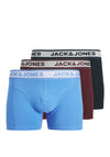 Jack & Jones Nolan 3 Pack Cotton Stretch Trunks, Navy Multi