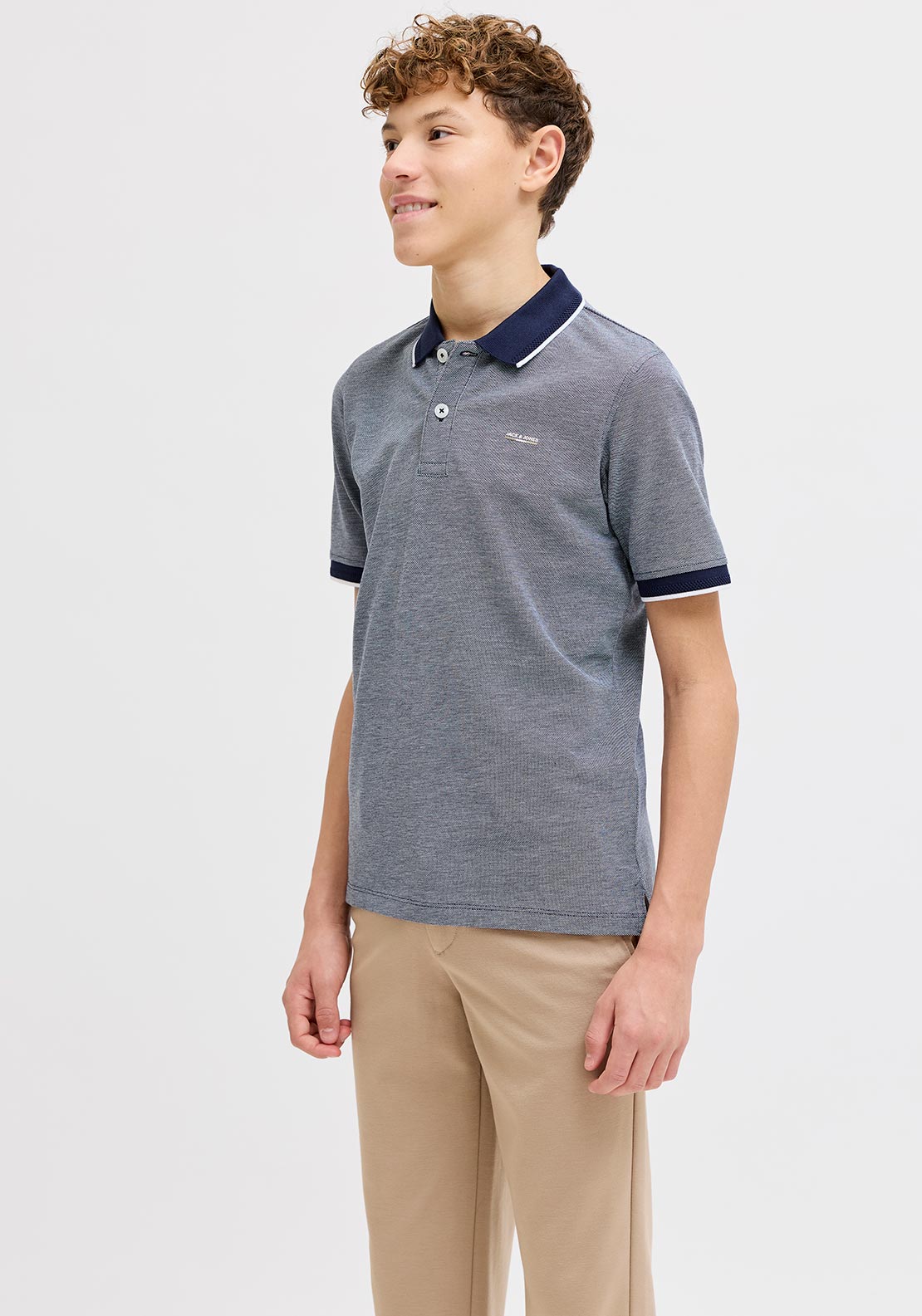 Jack & Jones Boys Blualves Short Sleeve Polo, Navy