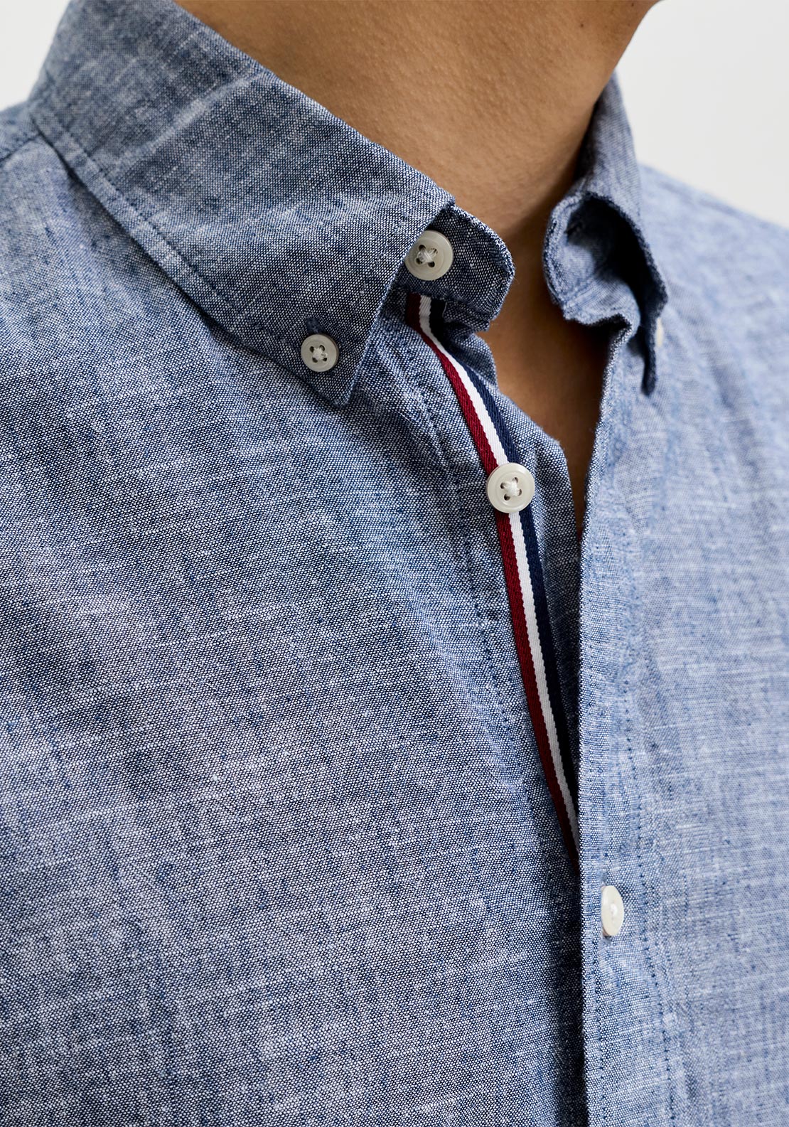 Jack & Jones Summer Linen Blend Shirt, Faded Denim