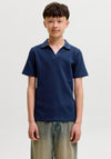 Jack & Jones Boy Harry Short Sleeve Knit Polo, Navy
