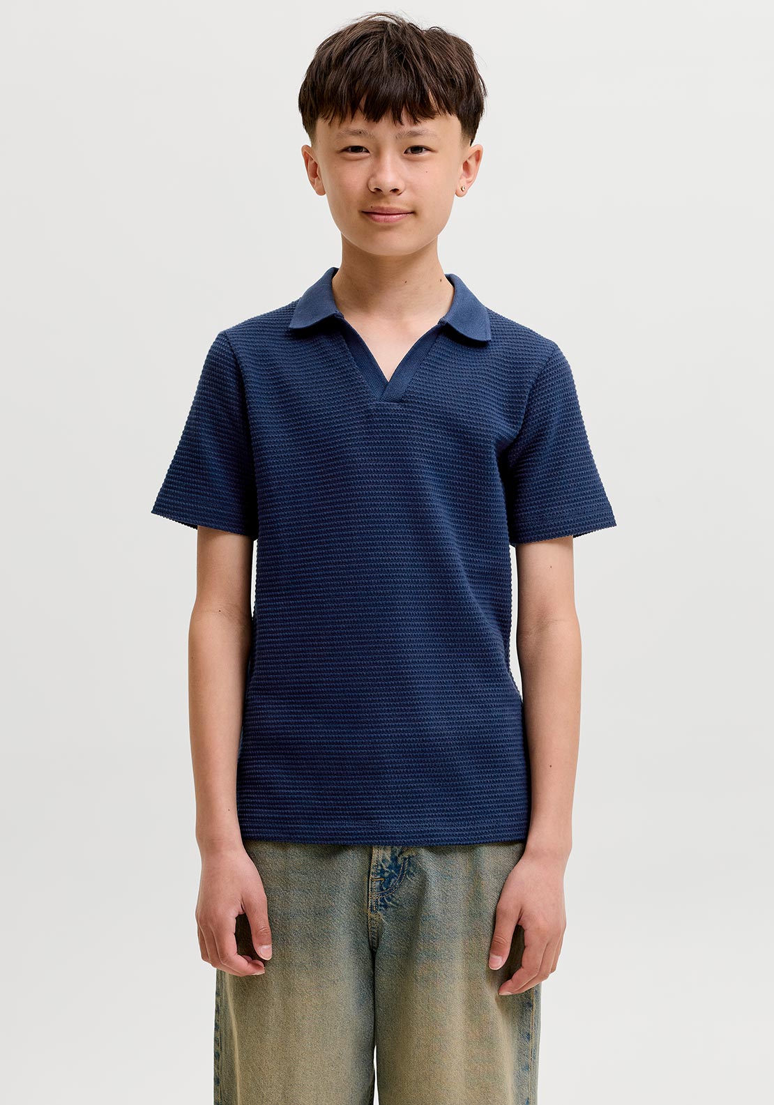 Jack & Jones Boy Harry Short Sleeve Knit Polo, Navy