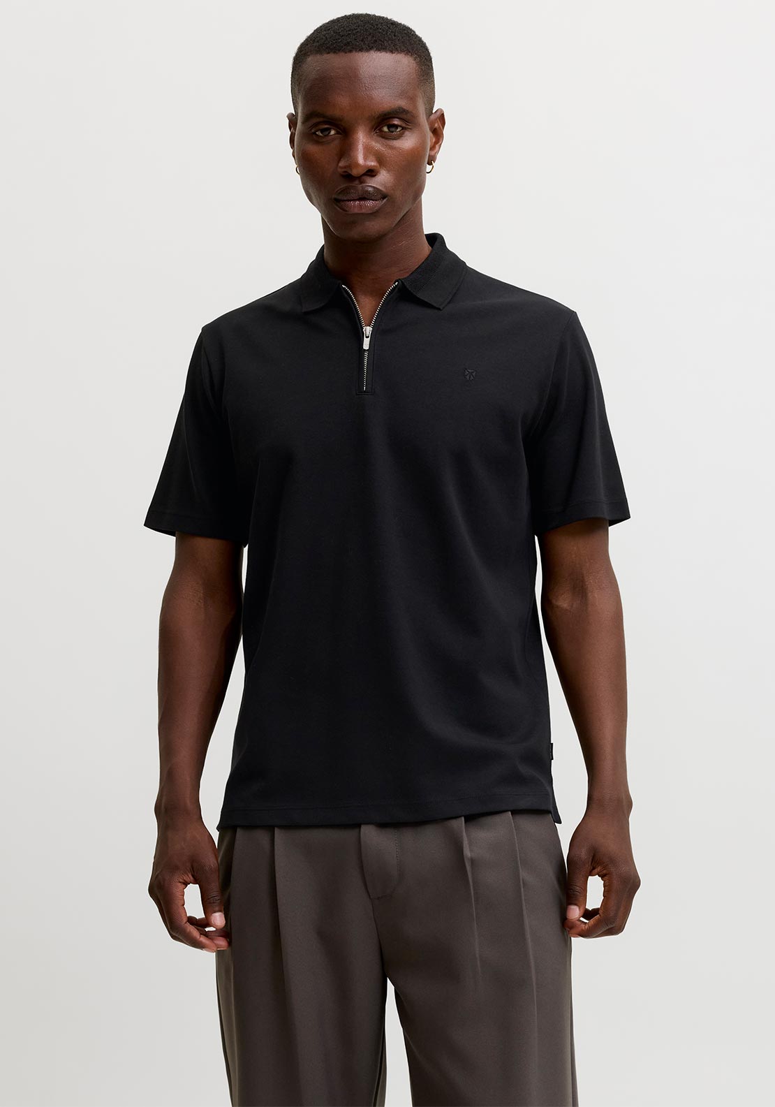 Jack & Jones Ethan Zip Polo Shirt, Black