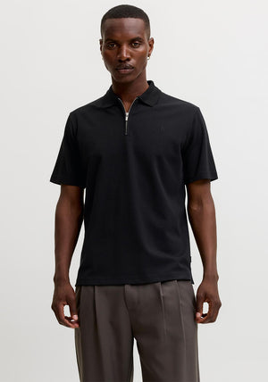 Jack & Jones Ethan Zip Polo Shirt, Black