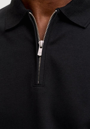 Jack & Jones Ethan Zip Polo Shirt, Black