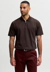 Jack & Jones Ethan Zip Polo Shirt, Brown