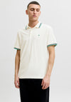 Jack & Jones Paulos Plain Polo Shirt, Off White & Green