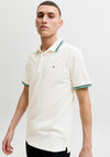 Jack & Jones Paulos Plain Polo Shirt, Off White & Green