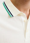 Jack & Jones Paulos Plain Polo Shirt, Off White & Green