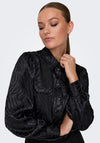 JDY Diffi Satin Zebra Print Blouse, Black