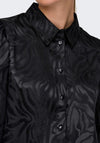JDY Diffi Satin Zebra Print Blouse, Black