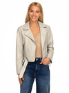JDY Faux Leather Biker Jacket, Chateau Gray