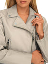 JDY Faux Leather Biker Jacket, Chateau Gray