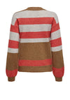 JDY Barbara Stripe Printed Knit Sweater, Toasted Coconut