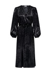 JDY Diffi Print Satin Wrap Maxi Dress, Black