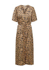 JDY Appa Leopard Print V-Neck Maxi Shirt Dress, Toasted Coconut