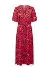 JDY Appa Leopard Print V-Neck Maxi Shirt Dress, Bittersweet