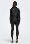 JDY Viri Faux Leather Biker Jacket, Black
