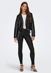 JDY Viri Faux Leather Biker Jacket, Black