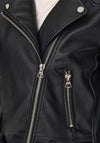 JDY Viri Faux Leather Biker Jacket, Black