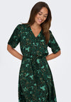 JDY Appa Leopard Print V-Neck Maxi Shirt Dress, Scarab