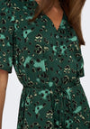 JDY Appa Leopard Print V-Neck Maxi Shirt Dress, Scarab