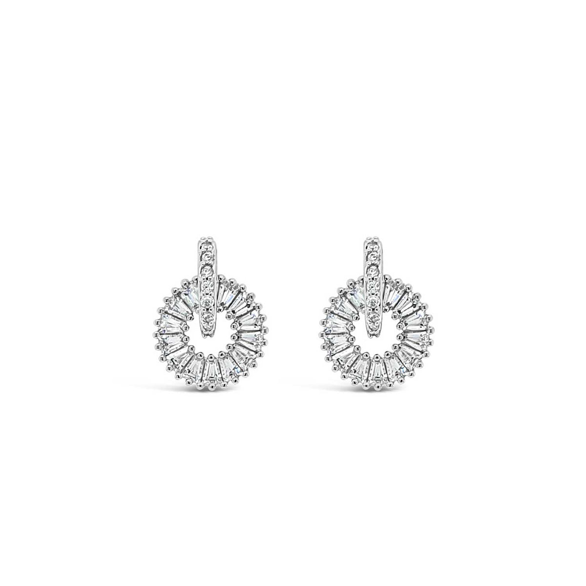 Absolute CZ Wheel Earrings, Silver