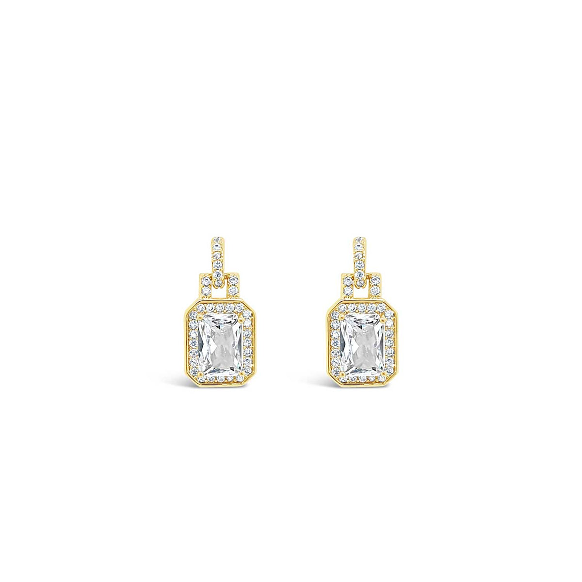 Absolute CZ Cushion Earrings, Gold