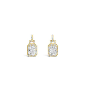 Absolute CZ Cushion Earrings, Gold