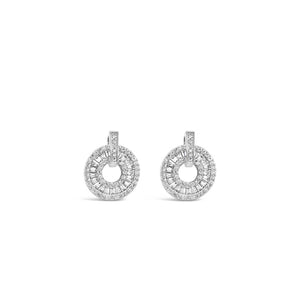 Absolute CZ Wheel Stud Earrings, Silver