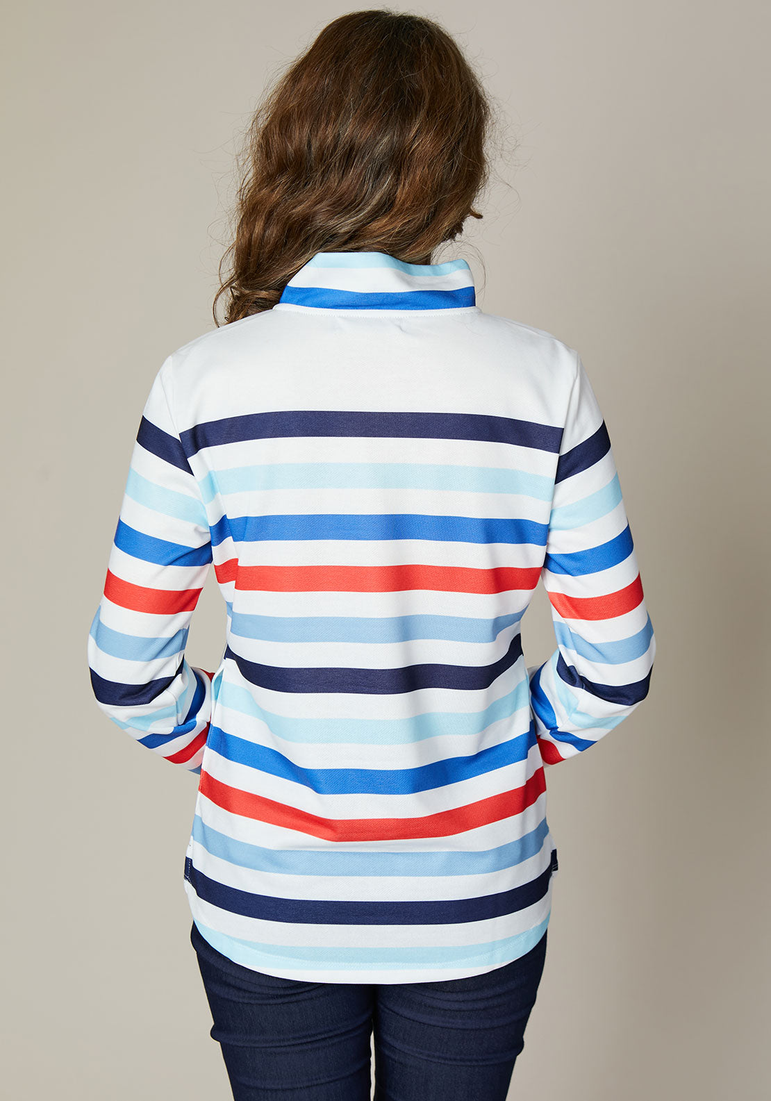 Jessica Graaf Striped Half Zip Sweatshirt, Navy