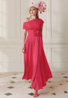 John Charles Crepe Pleated One Shoulder Dress, Pink