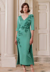 John Charles Floral Embellished V-Neck Midi Dress, Green