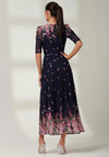 Jolie Moi Elkana Mirrored Floral Mesh Maxi Dress, Navy Multi