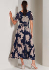 Jolie Moi Paityn Angel Sleeve Mesh Maxi Dress, Navy Multi