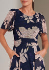 Jolie Moi Paityn Angel Sleeve Mesh Maxi Dress, Navy Multi