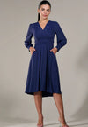 Jolie Moi Long Sleeve Soft Silky Jersey Knee Length Dress, Navy
