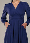 Jolie Moi Long Sleeve Soft Silky Jersey Knee Length Dress, Navy