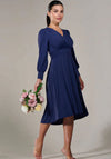 Jolie Moi Long Sleeve Soft Silky Jersey Knee Length Dress, Navy