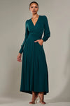 Jolie Moi Long Sleeve Soft Silky Jersey Maxi Dress, Green