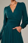 Jolie Moi Long Sleeve Soft Silky Jersey Maxi Dress, Green