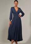 Jolie Moi Long Sleeve Super Soft Jersey Maxi Dress, Steel Blue