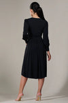Jolie Moi Long Sleeve Soft Silky Jersey Knee Length Dress, Black