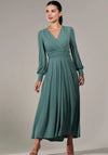 Jolie Moi Long Sleeve Soft Silky Jersey Midi Dress, Green