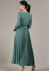Jolie Moi Long Sleeve Soft Silky Jersey Midi Dress, Green
