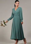 Jolie Moi Long Sleeve Soft Silky Jersey Midi Dress, Green