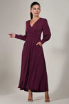 Jolie Moi Long Sleeve Soft Silky Jersey Maxi Dress, Purple