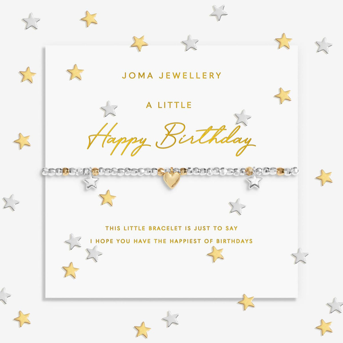 Joma Jewellery Happy Birthday Bracelet, Silver & Gold