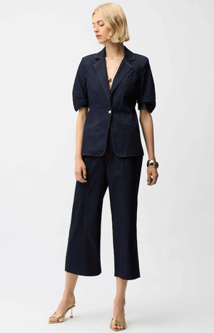 Joseph Ribkoff Denim Short Sleeve Blazer, Dark Blue