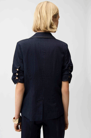 Joseph Ribkoff Denim Short Sleeve Blazer, Dark Blue